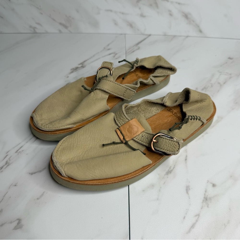 Satorisan Benirras Premium Leather Slip On Suede Tan Neutral Minimalist Natural - Picture 2 of 9